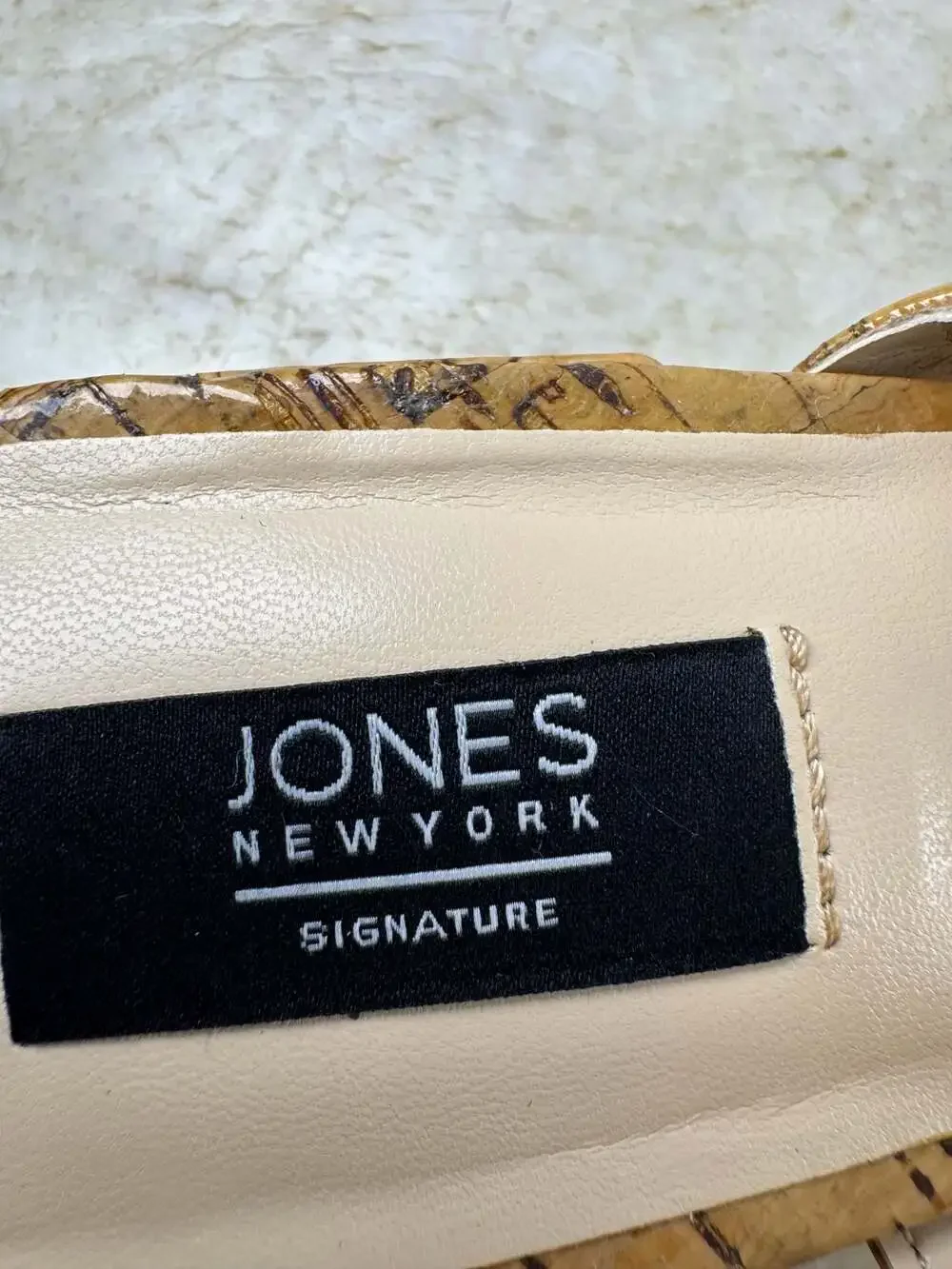 Jones New York Signature Cork Slide Sandals Block Heel Size 9M Boho Chic